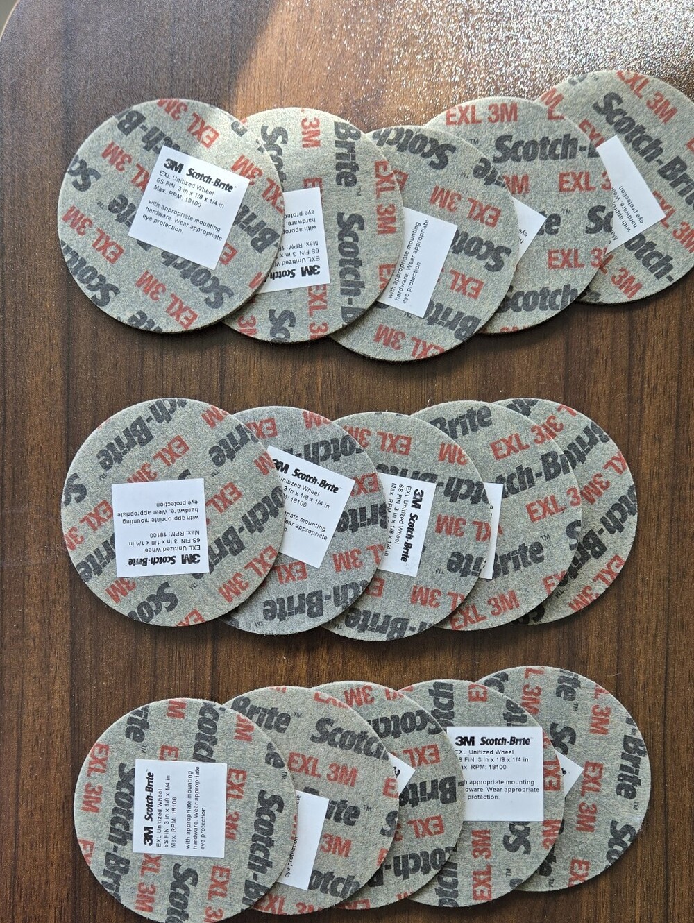 3M Scotch Brite EXL UNITIZED WHEEL-3 X 1/8" X 1/4" -  6S FIN (SET OF 15)